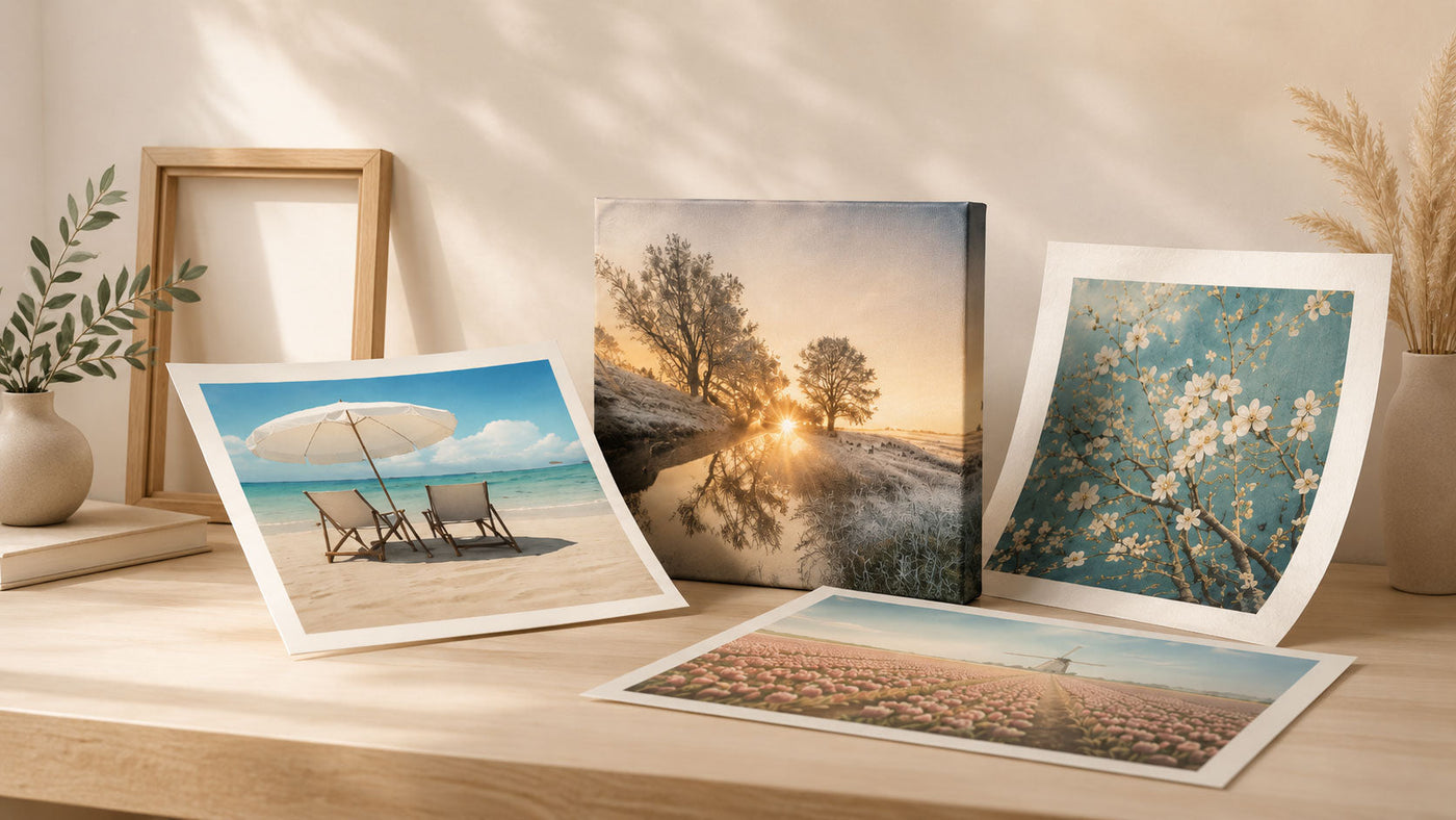 Germotte best-selling photo prints, fine art paper prints, and canvas prints displayed in a warm Ottawa studio setting.