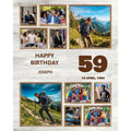 Birthday Photo Collage Canvas Print featuring joyful moments and a personalized birthday message for Joseph's 59th birthday.