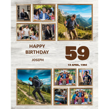 Birthday Photo Collage Canvas Print featuring joyful moments and a personalized birthday message for Joseph's 59th birthday.