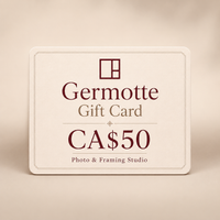 Germotte Gift Card featuring a CA$50 value for photo and framing studio purchases.