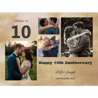 Anniversary Photo Collage Canvas Print featuring 4 photos, celebrating 10th anniversary, perfect for anniversary gift ideas.