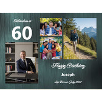 Anniversary photo collage canvas print highlighting elegant moments, celebrating Joseph's 60th birthday with cherished memories.
