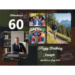 Elegant Birthday Photo Collage Print with 4 cherished pictures and personalized birthday greetings, ideal for any celebration.