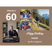 Anniversary photo collage canvas print featuring memories and birthday celebration for Joseph turning 60