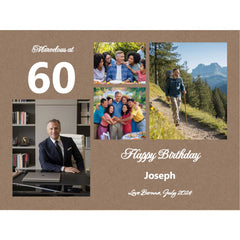 Personalized Birthday Collage Canvas with 4 favorite photos and custom text, creating a unique birthday keepsake.