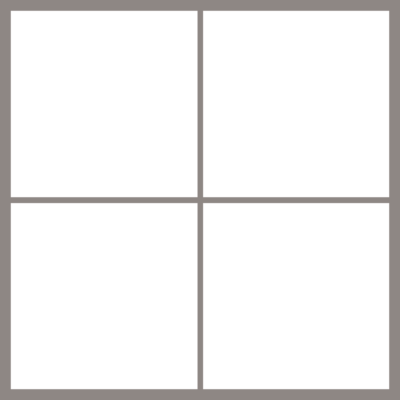 Square canvas collage prints showcasing four blank frames for personalized photos.