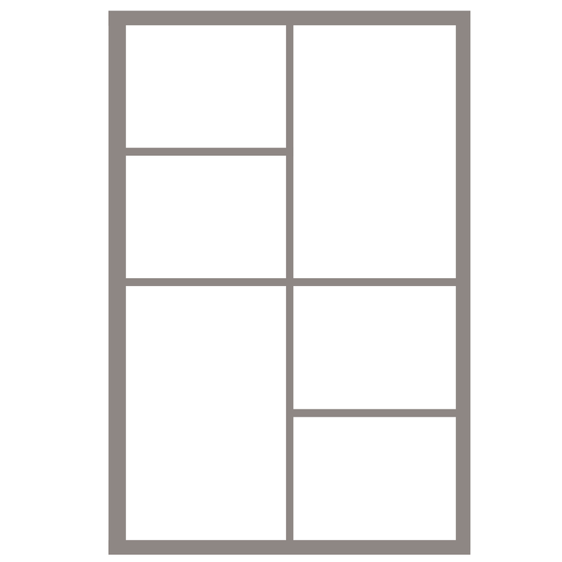 Portrait collage canvas prints template with six photo frames for creative displays of memories.